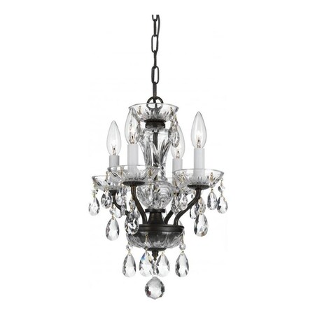 Crystorama Traditional 4 Light Bronze Hand Cut Crystal Mini Chandelier 5534-EB-CL-MWP